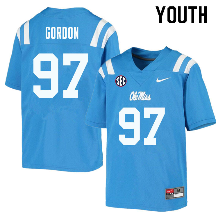 Jamond Gordon Ole Miss Rebels NCAA Youth Powder Blue #97 Stitched Limited College Football Jersey VPG7858OO